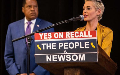 ‘Put a Stake in the Heart of Evil’: Rose McGowan Endorses Larry Elder, Alleges Gavin Newsom’s Wife Aided Harvey Weinstein